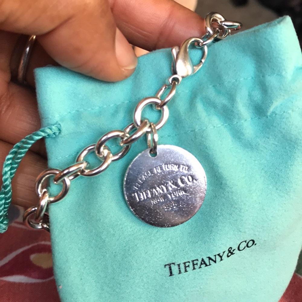 Tiffany round tag charm bracelet  silver - Picture 4 of 5